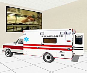 Ambulance and helpful health care workers