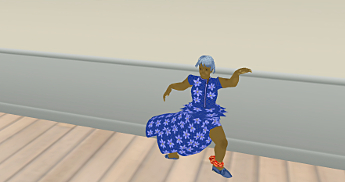 Iyoba dances in the Siri in the hall of a never used and never finished cookie cutter building