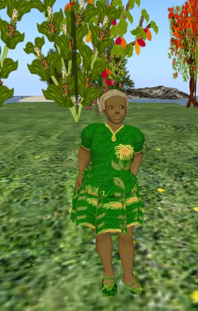 Iyoba standing by her new gate