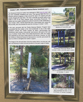 Here is what happened to the Rosewood Memorial Plaque several years ago