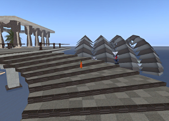 Iyoba on the steps at Q8 Royal Q8