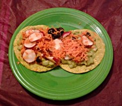 Green death tostadas ready to eat