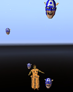 A griefer left Captain America in the sky over what used to be Terragea on UTPB Permian Basin