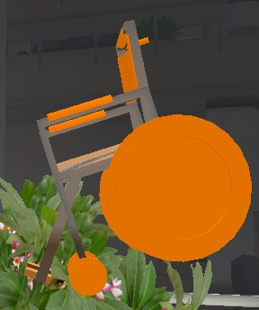 Flying orange wheelchair