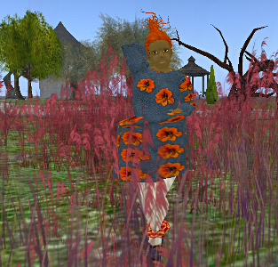 Iyoba stands among the red heather of Leqaa Al3rb
