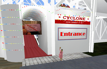 Iyoba at the entrance to the world famous Cyclone